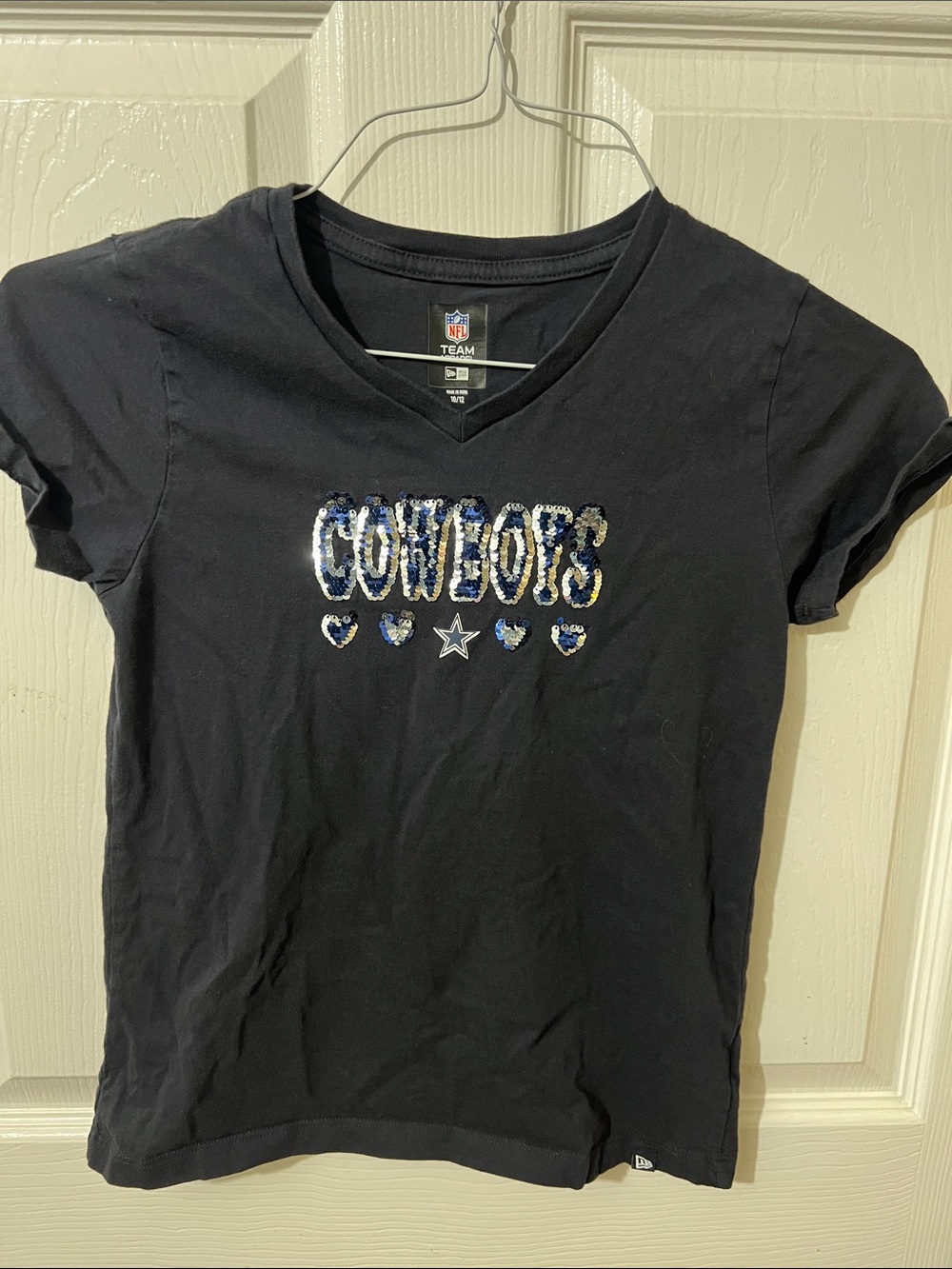 NFL Kids Dallas Cowboys Black Sequin Logo Short Sleeve Tee